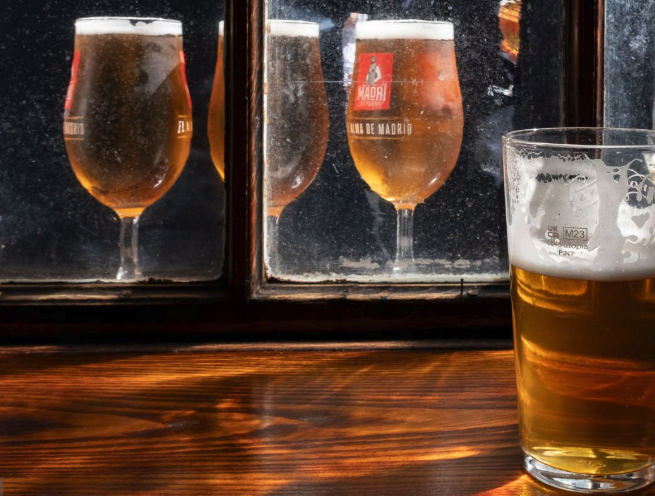 Patrons outside a local pub